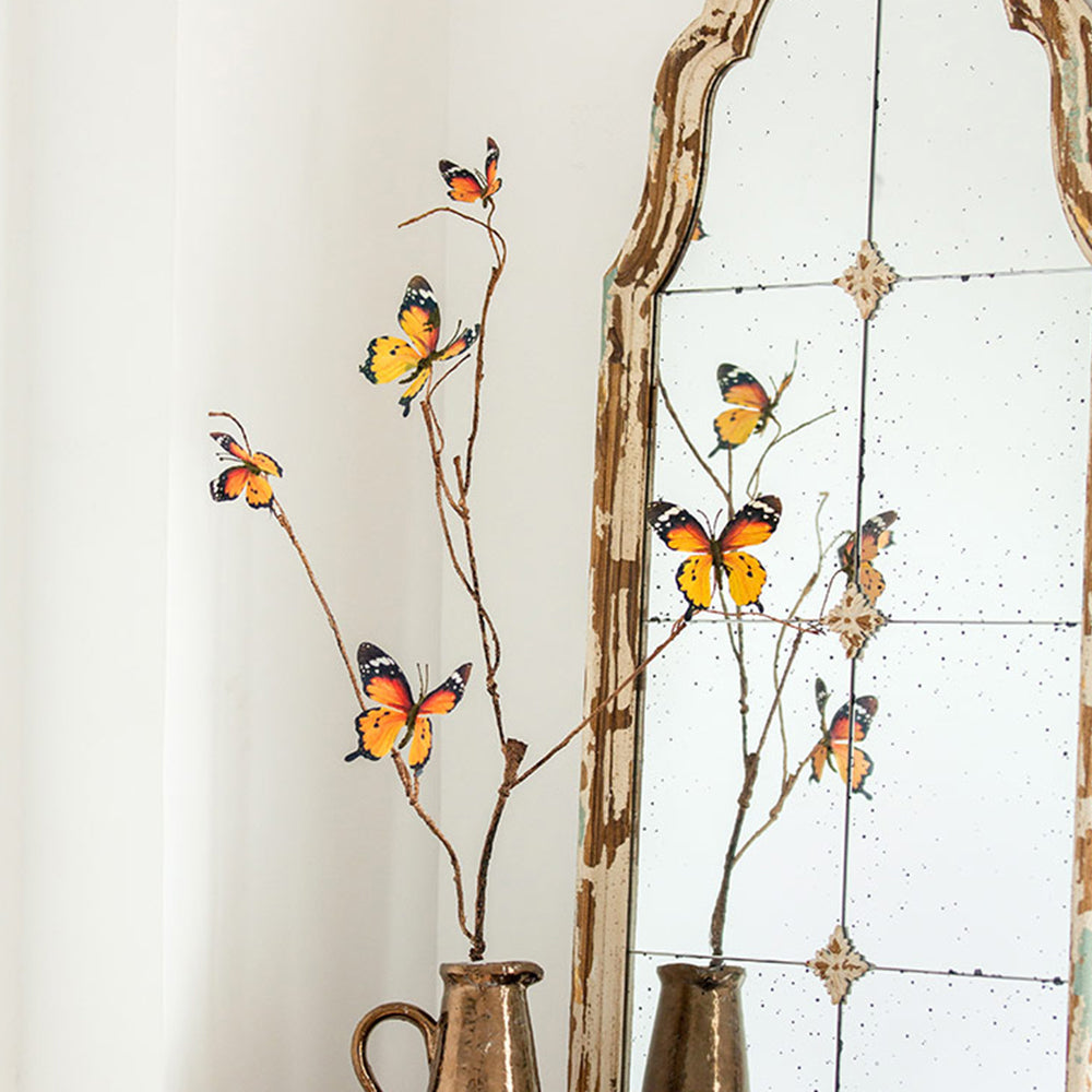 【造花 】レトロ 枯れ葉 蝶フェイク 生け花