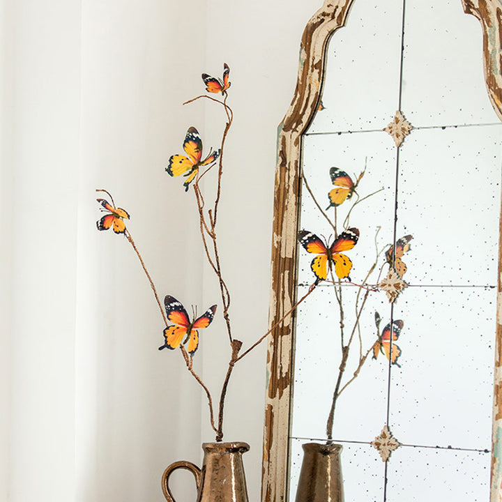 【造花 】レトロ 枯れ葉 蝶フェイク 生け花