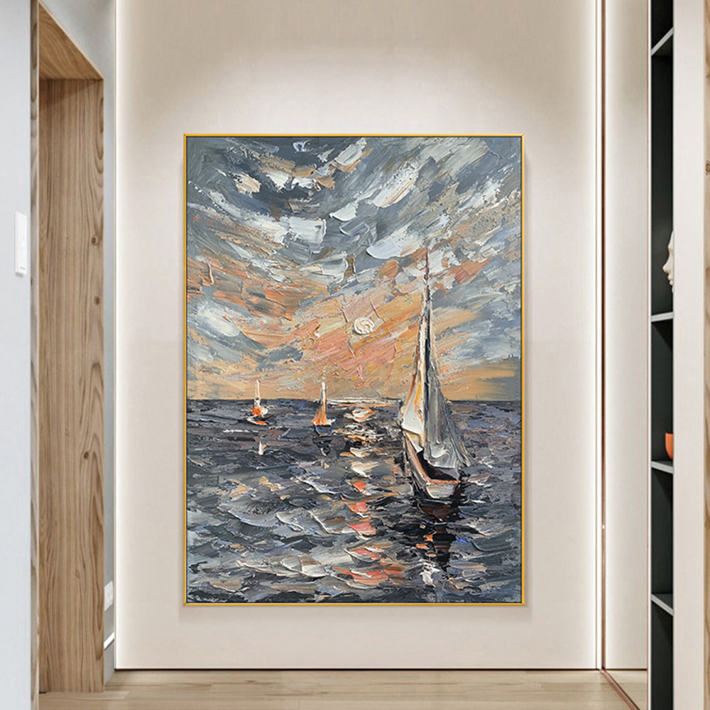 【掛絵】印象派海景色 選べる3パターン 手描き油絵