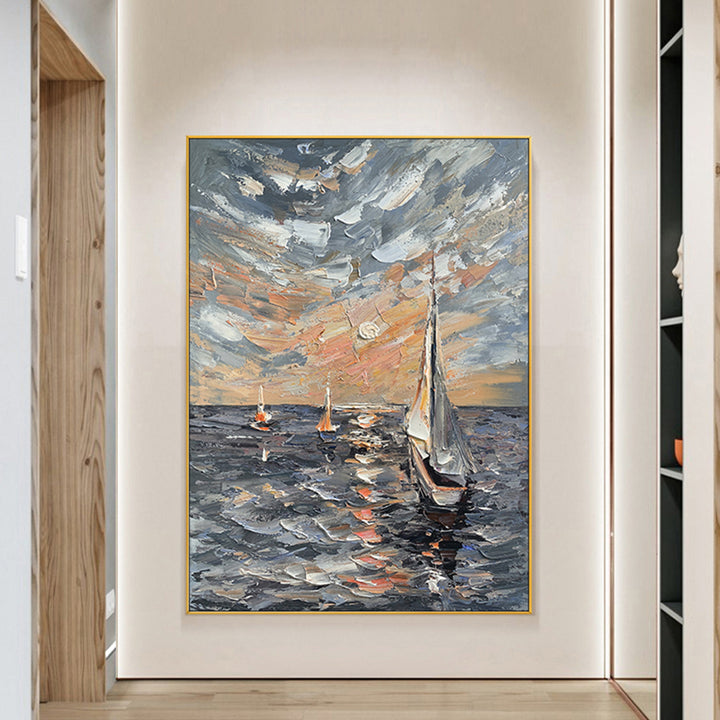【掛絵】印象派海景色 選べる3パターン 手描き油絵