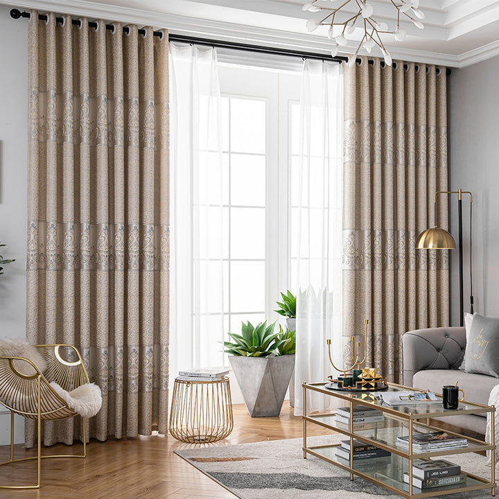 【ドレープカーテン】ジャガード織 選べる24色柄 ゴールド(柄付け) ポリエステル 遮光1級 1.5倍ヒダ(2つ山)