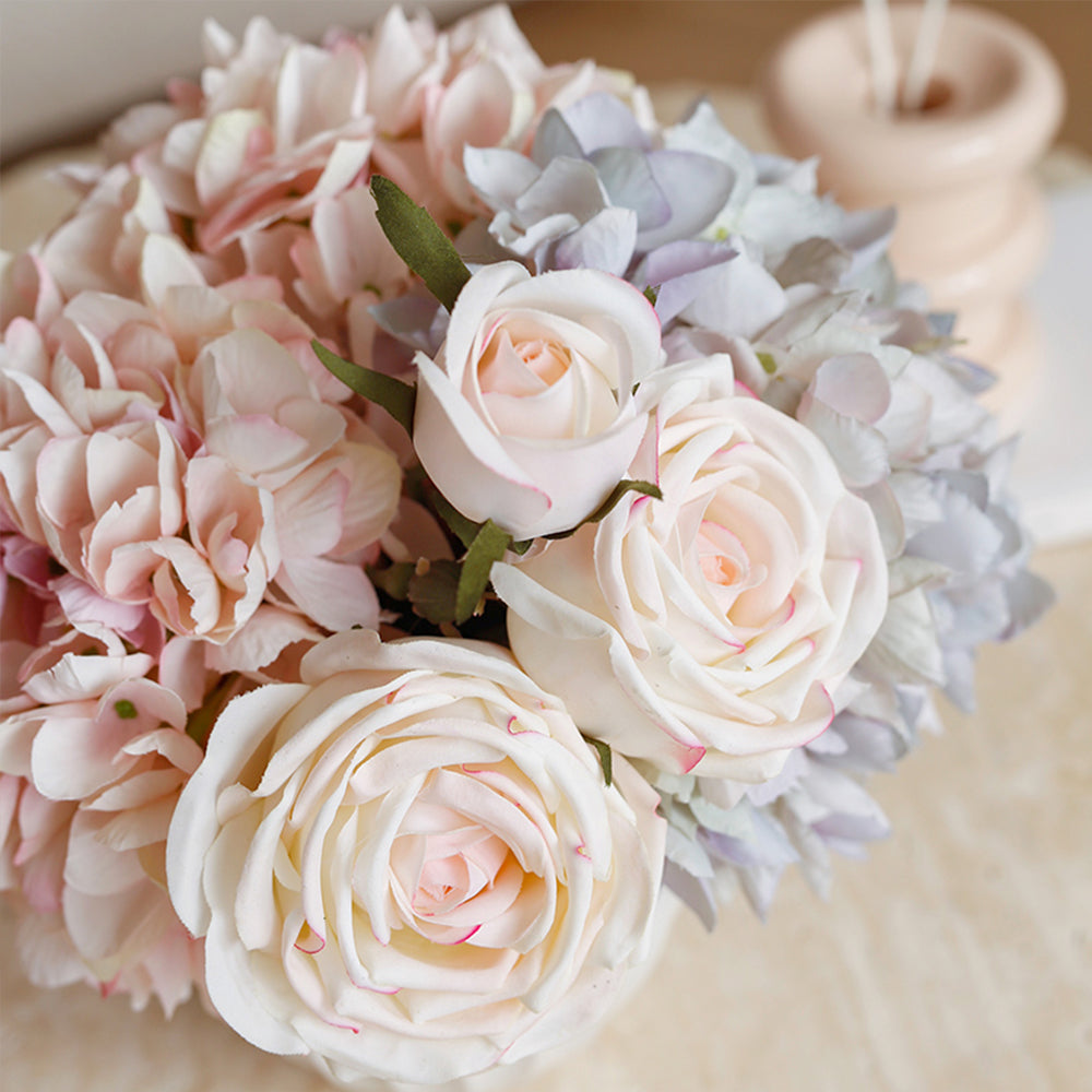 【造花】紫陽花 バラ 優雅 フェイク 置物