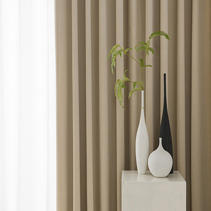 【ドレープカーテン】ミルクティー 選べる7色 ベルベットカーテン