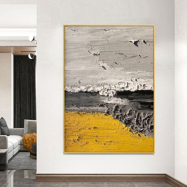 【掛絵】黒黄風景 手描き油絵