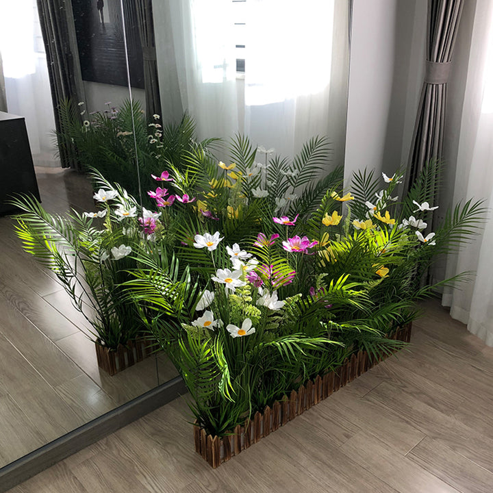 【造花】葦 窓 緑豊か木製フェンス 元気 フェイク