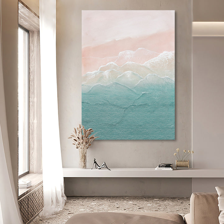 【掛絵】ピンクビーチ 手描き油絵