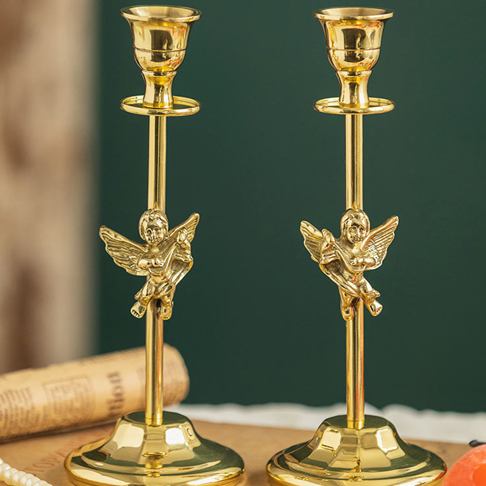 【キャンドルホルダー・スタンド】エレガント キューピッド 銅製