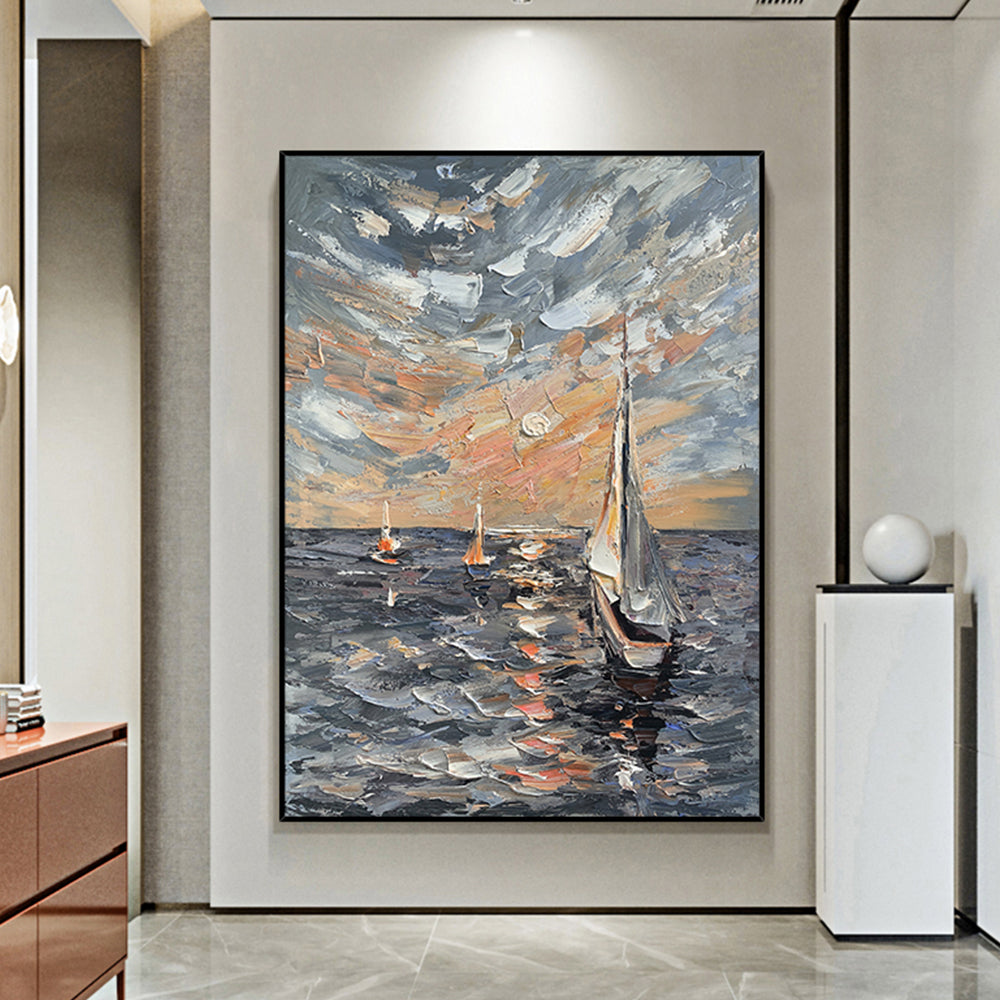 【掛絵】印象派海景色 選べる3パターン 手描き油絵