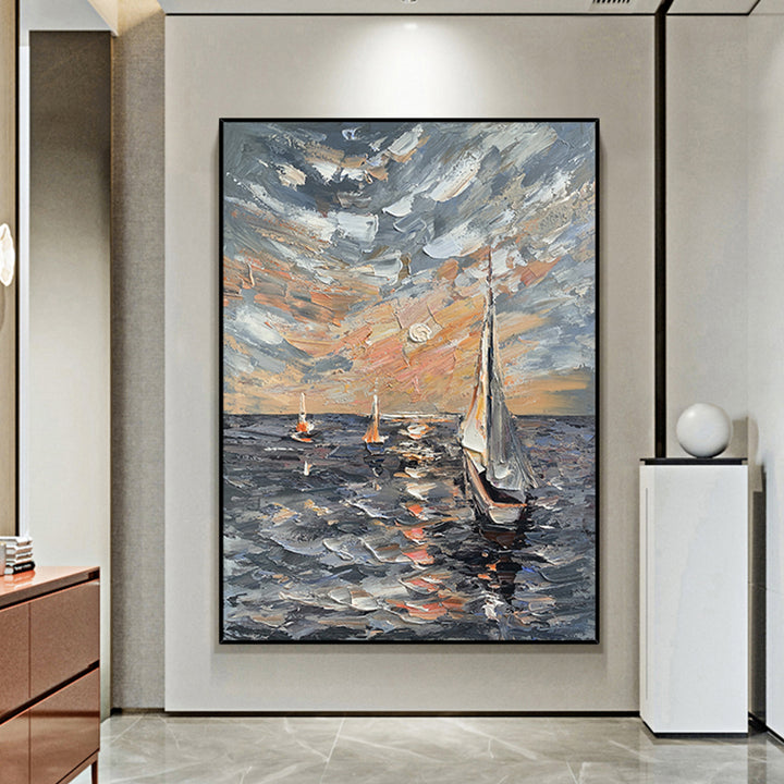 【掛絵】印象派海景色 選べる3パターン 手描き油絵