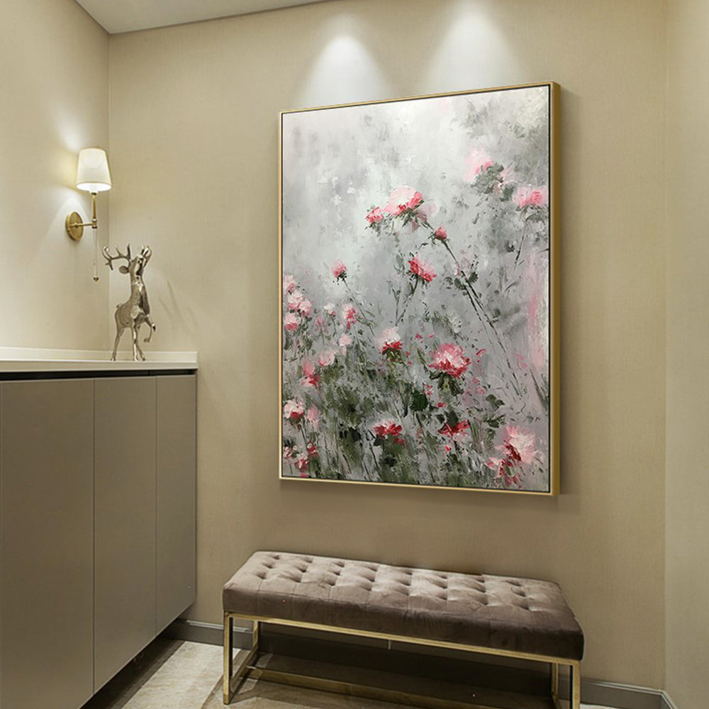 【掛絵】北欧風花 手描き油絵