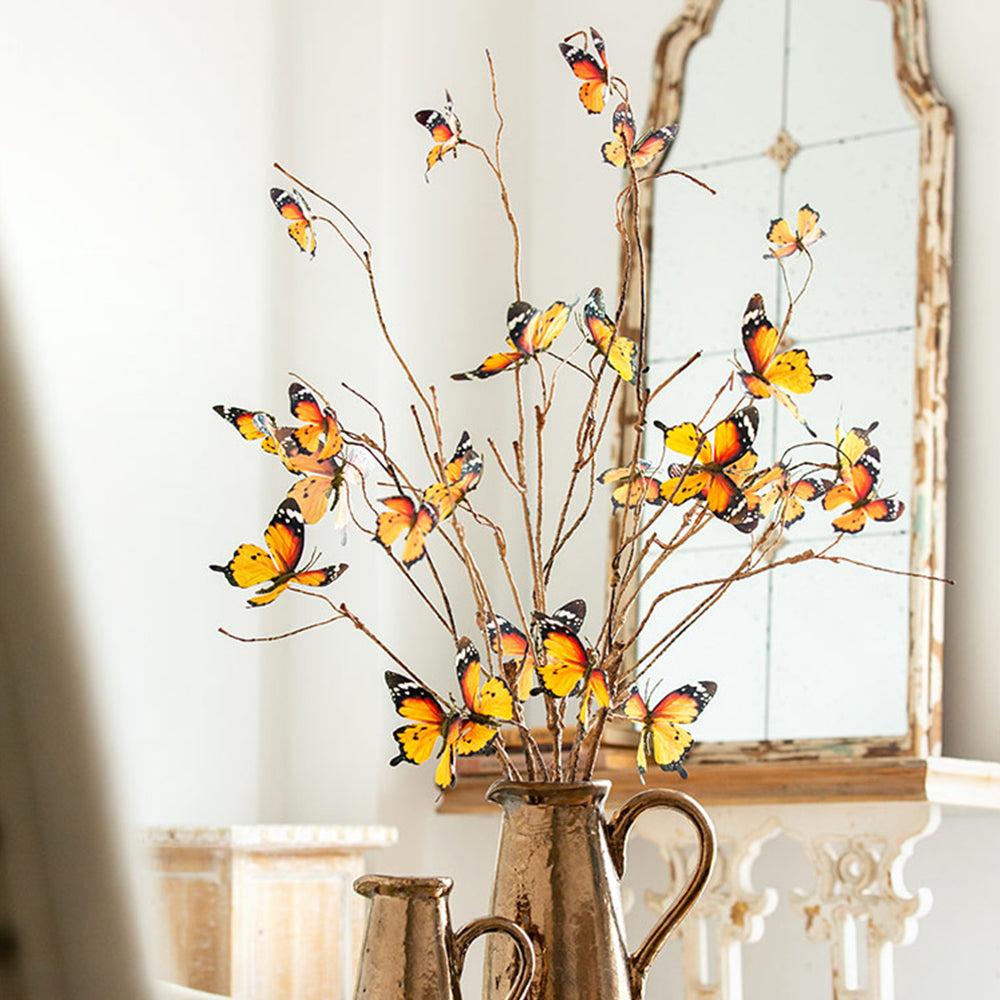 【造花 】レトロ 枯れ葉 蝶フェイク 生け花