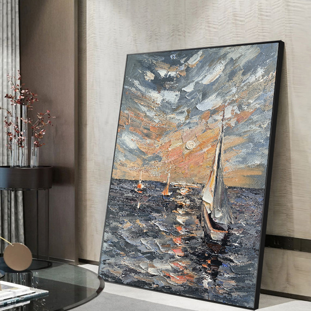 【掛絵】印象派海景色 選べる3パターン 手描き油絵