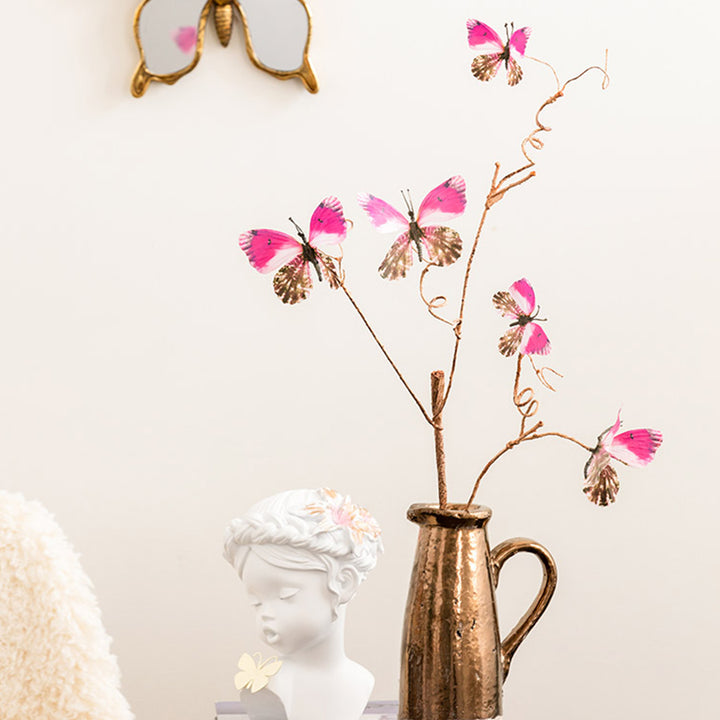 【造花 】レトロ 枯れ葉 蝶フェイク 生け花