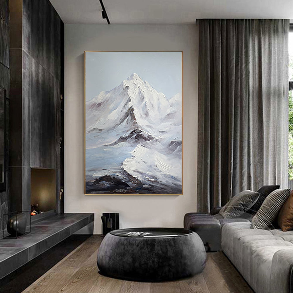 【掛絵】雪山 手描き油絵