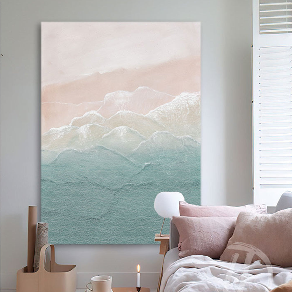 【掛絵】ピンクビーチ 手描き油絵