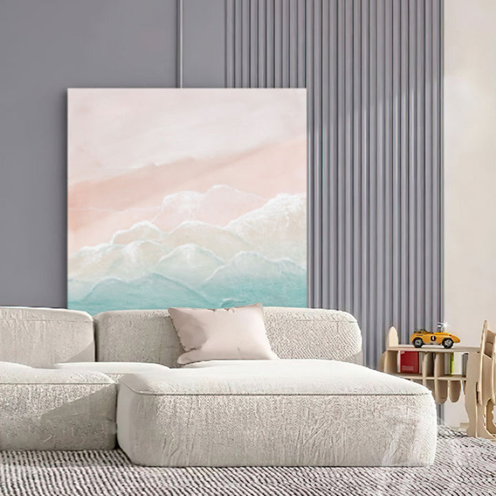 【掛絵】ピンクビーチ 手描き油絵