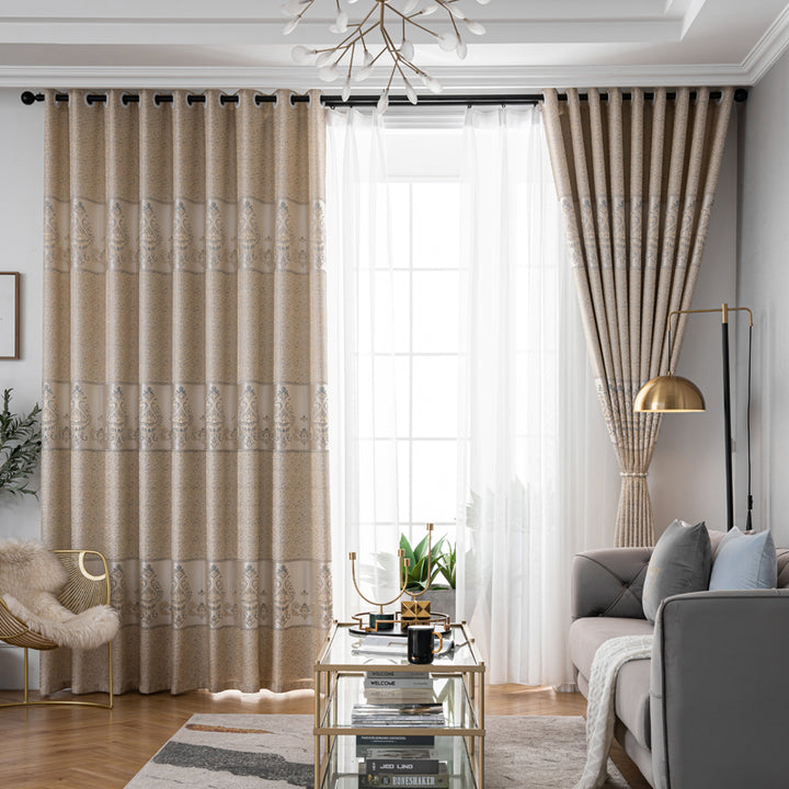 【ドレープカーテン】ジャガード織 選べる24色柄 ゴールド(柄付け) ポリエステル 遮光1級 1.5倍ヒダ(2つ山)