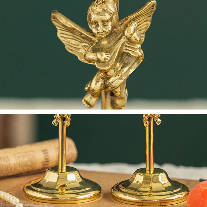 【キャンドルホルダー・スタンド】エレガント キューピッド 銅製