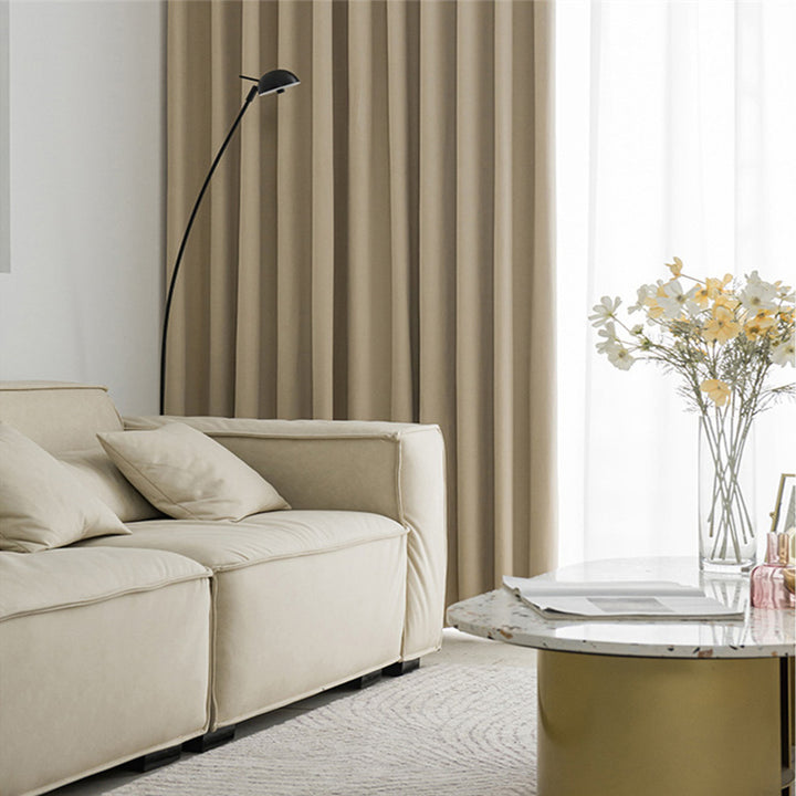 【ドレープカーテン】ミルクティー 選べる7色 ベルベットカーテン