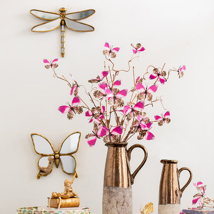 【造花 】レトロ 枯れ葉 蝶フェイク 生け花