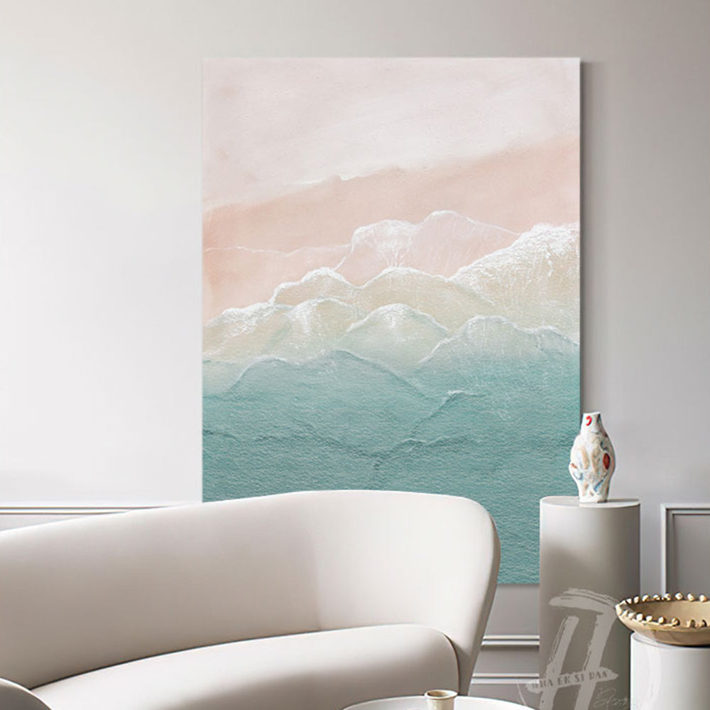 【掛絵】ピンクビーチ 手描き油絵