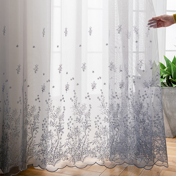 【レースカーテン】青い空霧雨 選べる4色 カーテンの細部画像 ホワイト+グレー(柄付け) ポリエステル