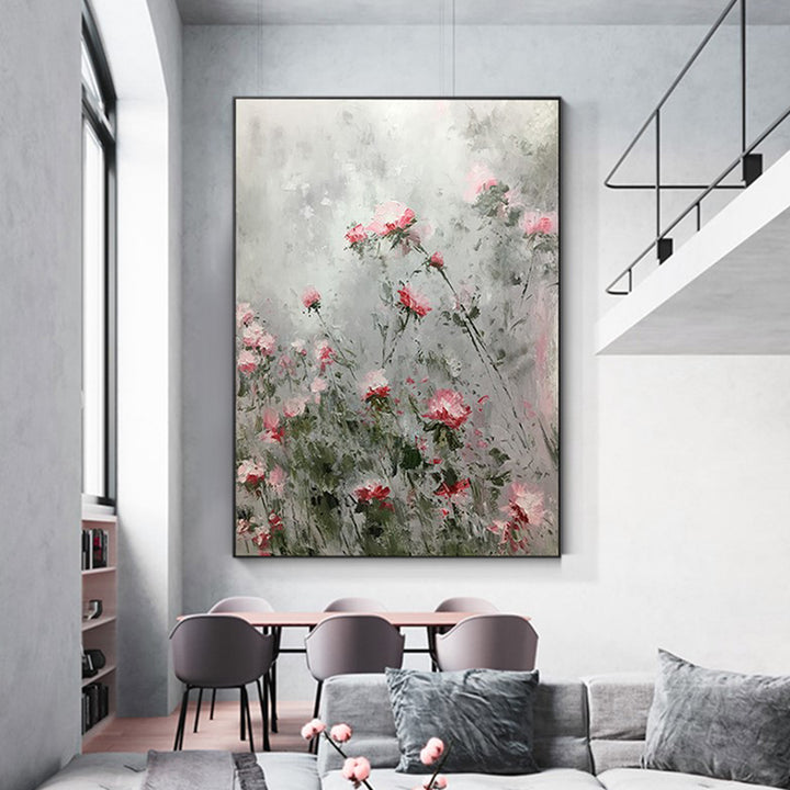 【掛絵】北欧風花 手描き油絵