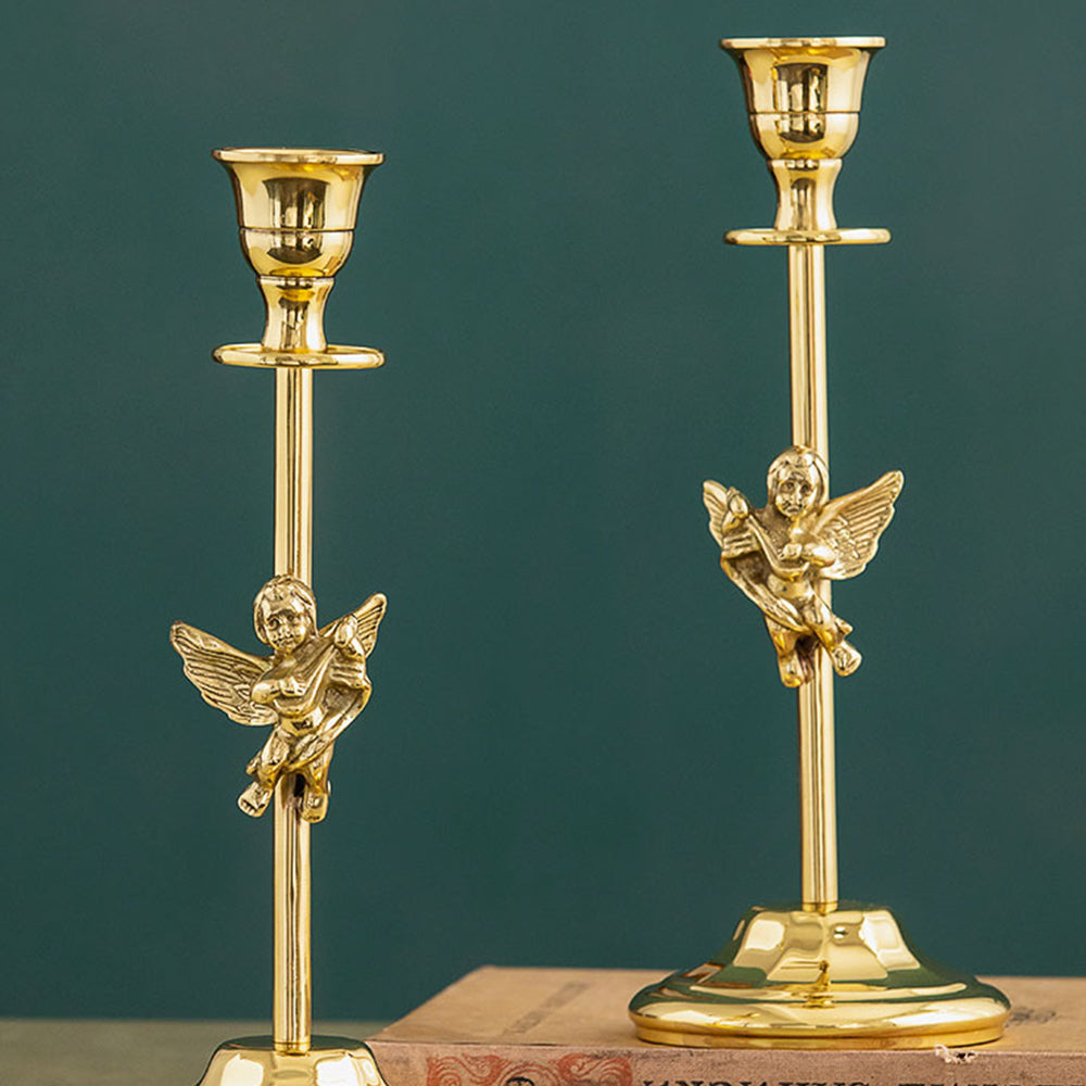 【キャンドルホルダー・スタンド】エレガント キューピッド 銅製