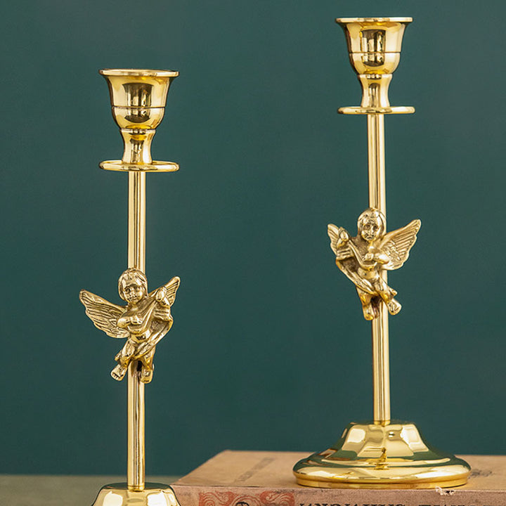 【キャンドルホルダー・スタンド】エレガント キューピッド 銅製