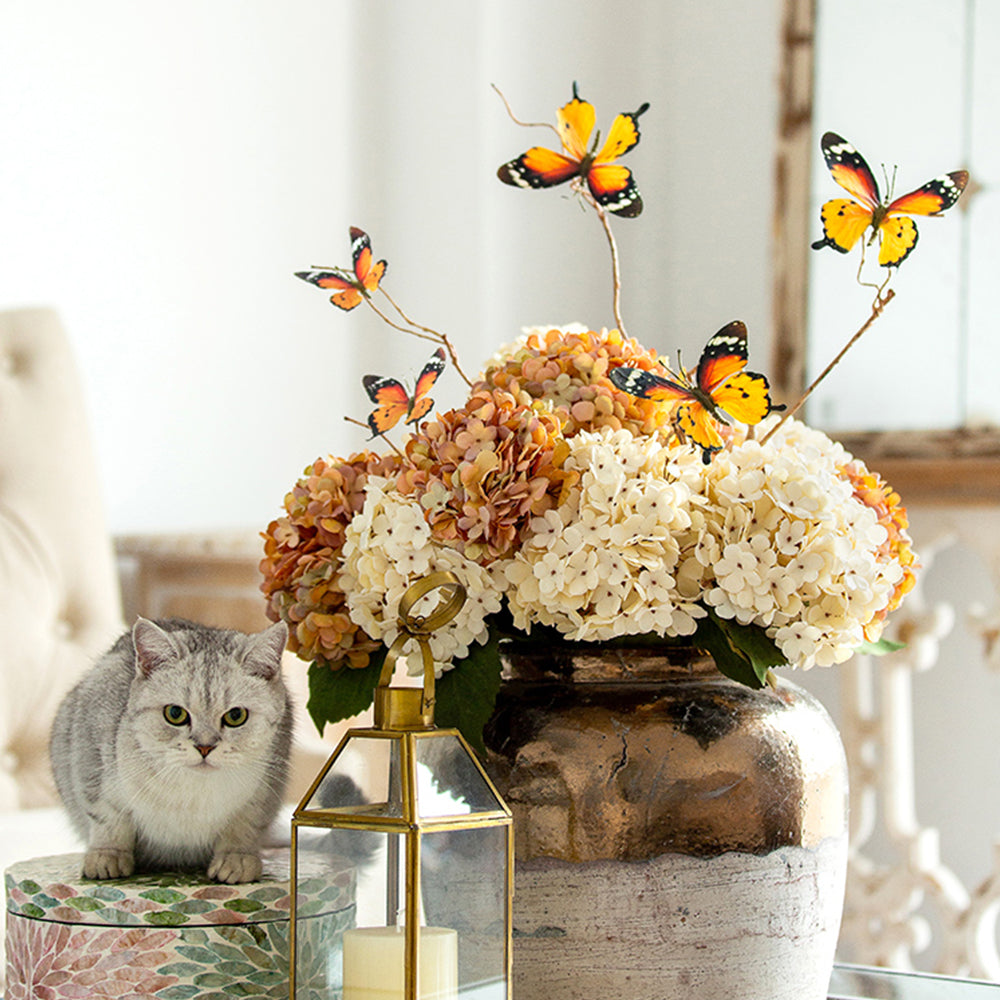 【造花 】レトロ 枯れ葉 蝶フェイク 生け花