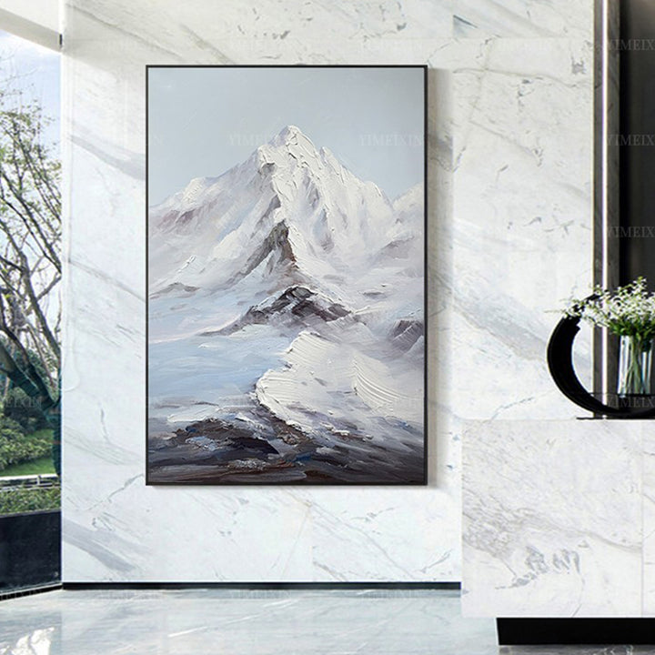 【掛絵】雪山 手描き油絵