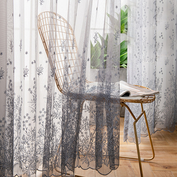 【レースカーテン】青い空霧雨 選べる4色 カーテンの細部画像 ホワイト+グレー(柄付け) ポリエステル