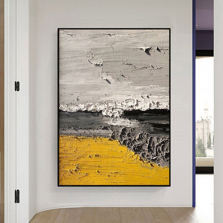 【掛絵】黒黄風景 手描き油絵