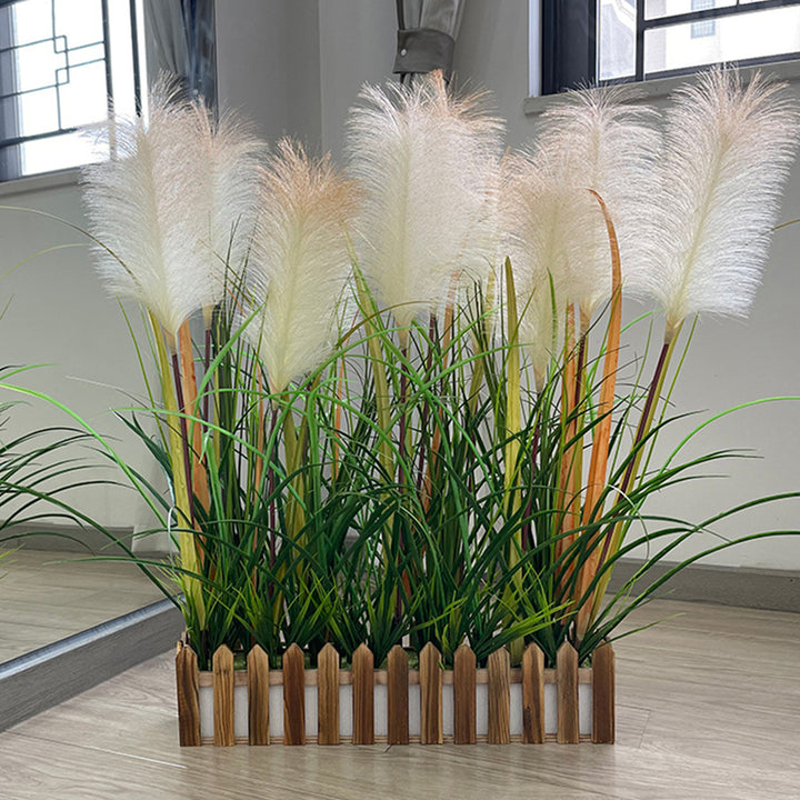 【造花】葦 窓 緑豊か木製フェンス 元気 フェイク