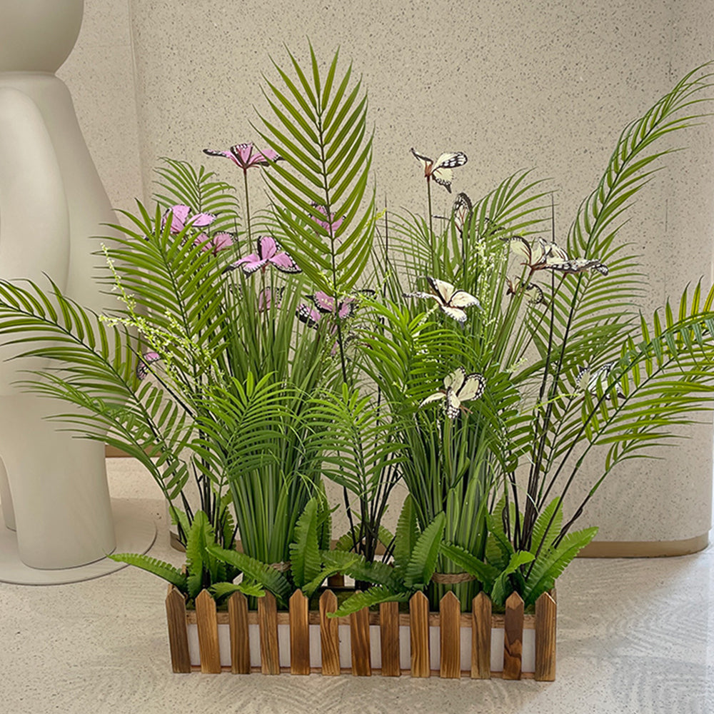 【造花】葦 窓 緑豊か木製フェンス 元気 フェイク