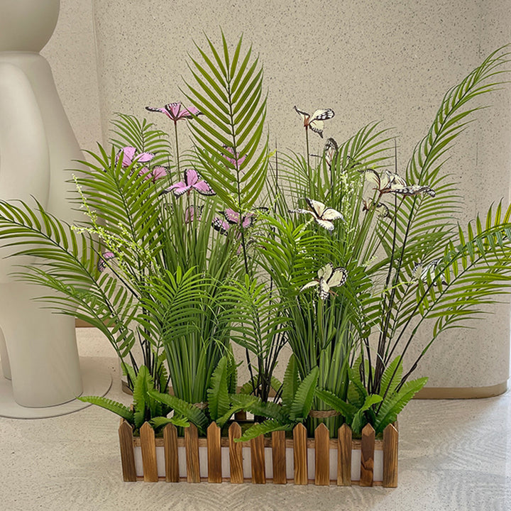 【造花】葦 窓 緑豊か木製フェンス 元気 フェイク