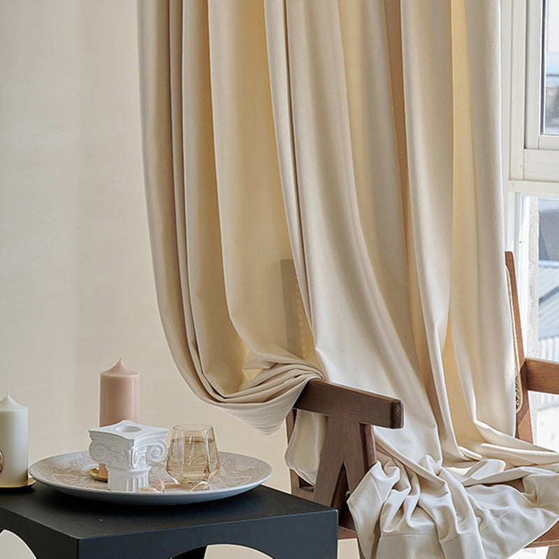 【ドレープカーテン】ミルクティー 選べる7色 ベルベットカーテン
