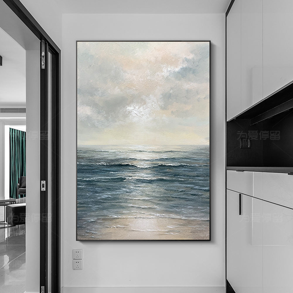 【OUTLET】【掛絵】日の出・海 手描き油絵