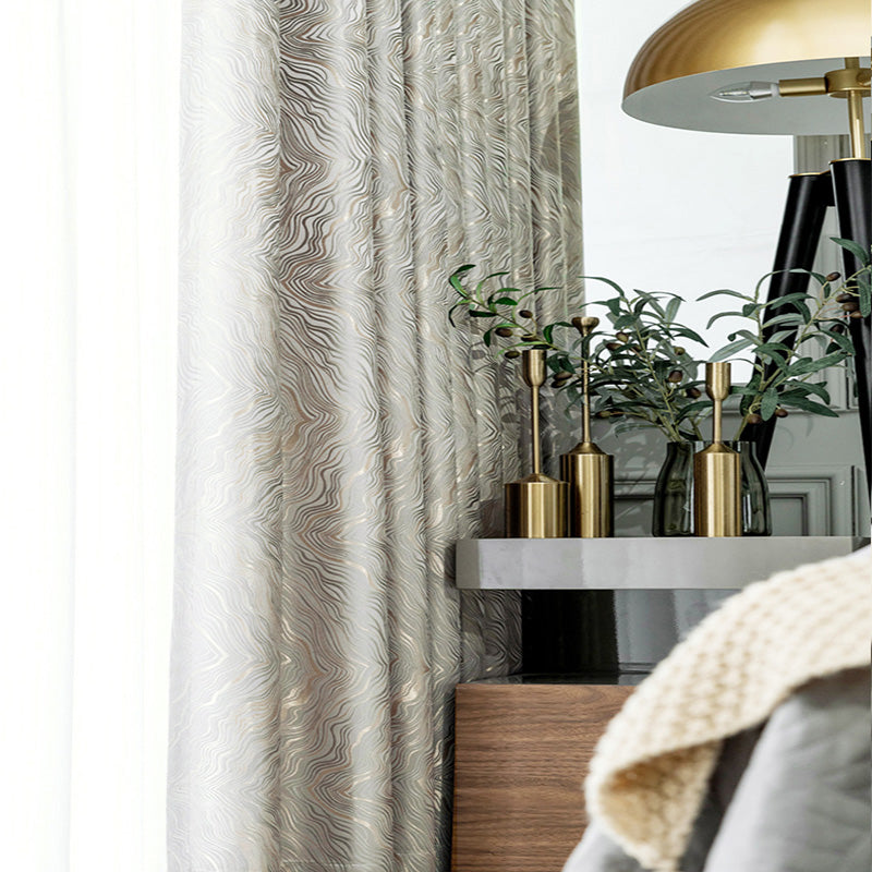 【ドレープカーテン】高級感フランス風 選べる8色 カーテンの細部画像 グレー（柄付け） ポリエステル100％ 遮光1級