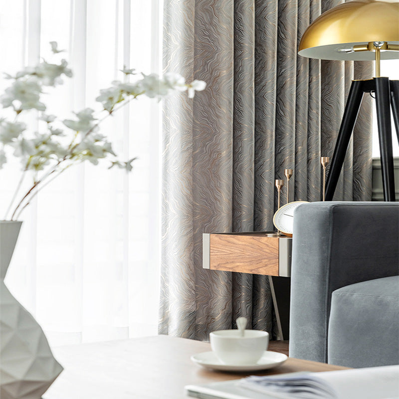 【ドレープカーテン】高級感フランス風 選べる8色 カーテンの細部画像 グレー（柄付け） ポリエステル100％ 遮光1級