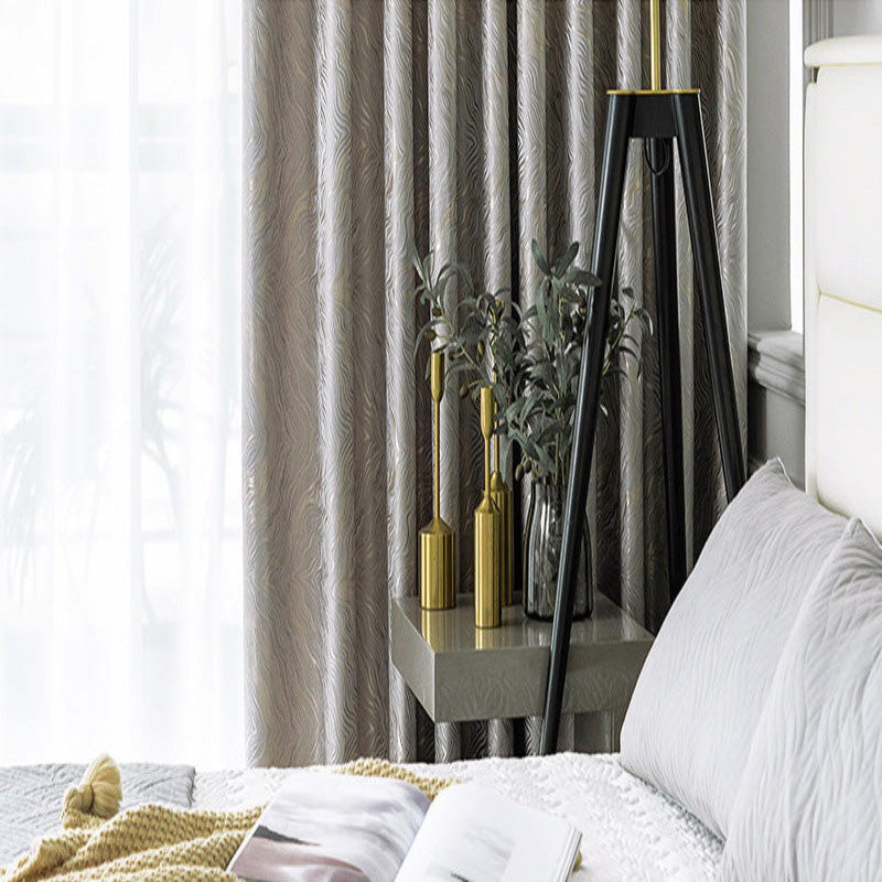 【ドレープカーテン】高級感フランス風 選べる8色 カーテンの細部画像 グレー（柄付け） ポリエステル100％ 遮光1級