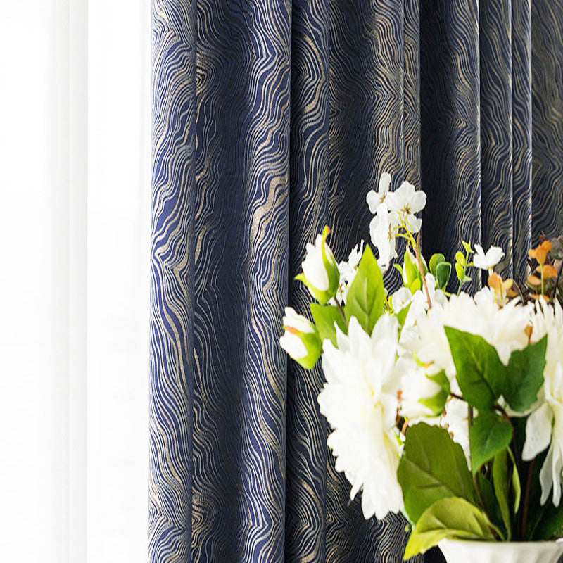 【ドレープカーテン】高級感フランス風 選べる8色 カーテンの細部画像 濃いブルー（柄付け） ポリエステル100％ 遮光1級