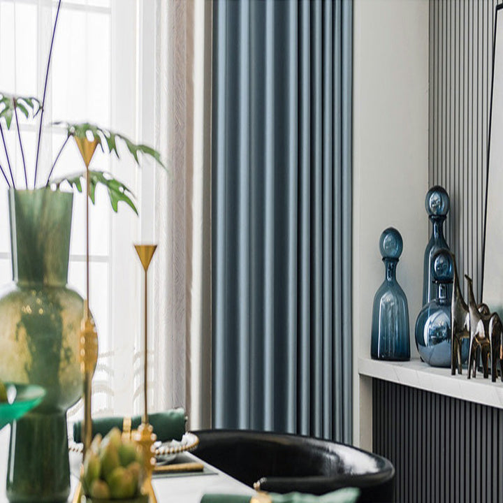 【ドレープカーテン】高級感フランス風 選べる8色 アイボリー（柄付け）＋アイボリー＋ブルー ポリエステル100％ 遮光1級