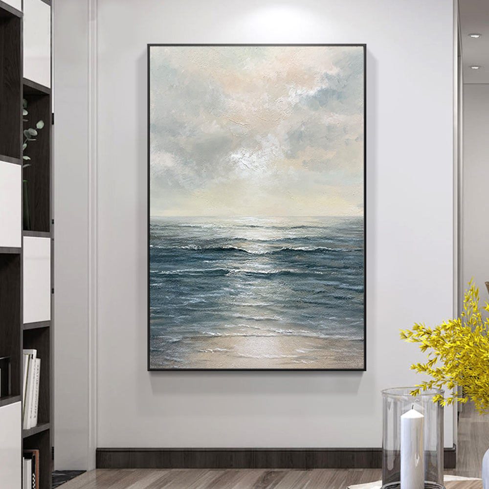 【OUTLET】【掛絵】日の出・海 手描き油絵