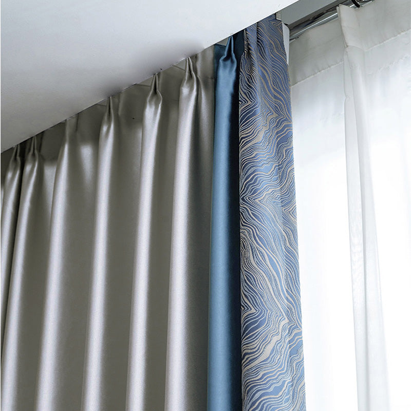 【ドレープカーテン】高級感フランス風 選べる8色 カーテンの細部画像 シルバー＋濃いブルー＋濃いブルー（柄付け） ポリエステル100％ 遮光1級