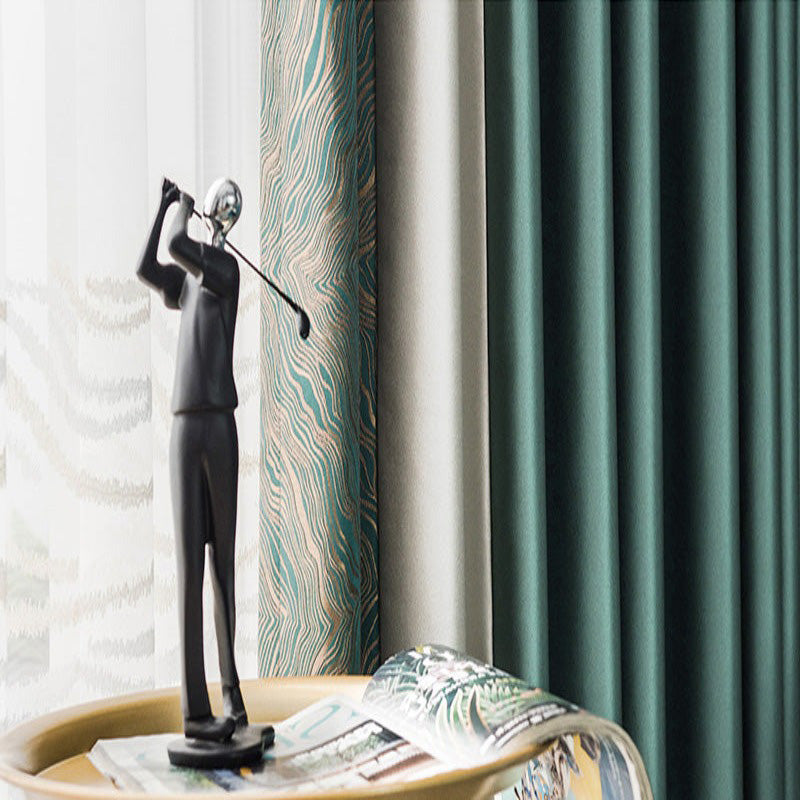 【ドレープカーテン】高級感フランス風 選べる8色 カーテンの細部画像 濃いグリーン（柄付け）＋アイボリー＋濃いグリーン ポリエステル100％ 遮光1級