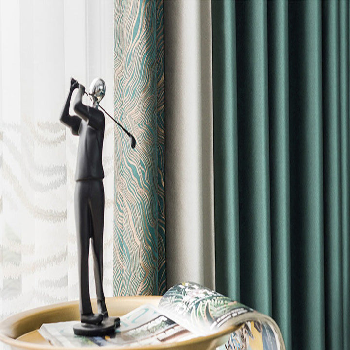 【ドレープカーテン】高級感フランス風 選べる8色 カーテンの細部画像 濃いグリーン（柄付け）＋アイボリー＋濃いグリーン ポリエステル100％ 遮光1級