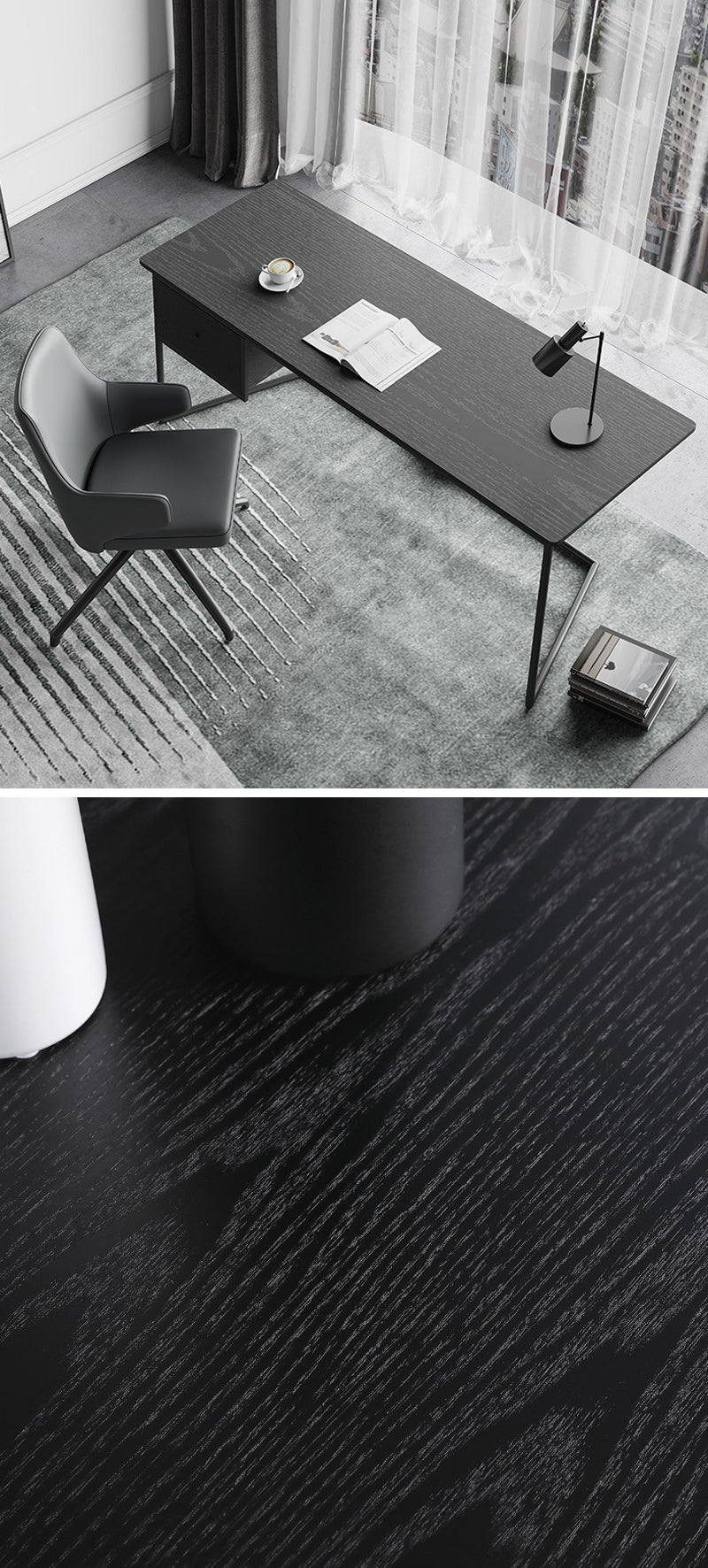 【デスク】テーブル イタリア風 モダン テーブル+チェア ブラック