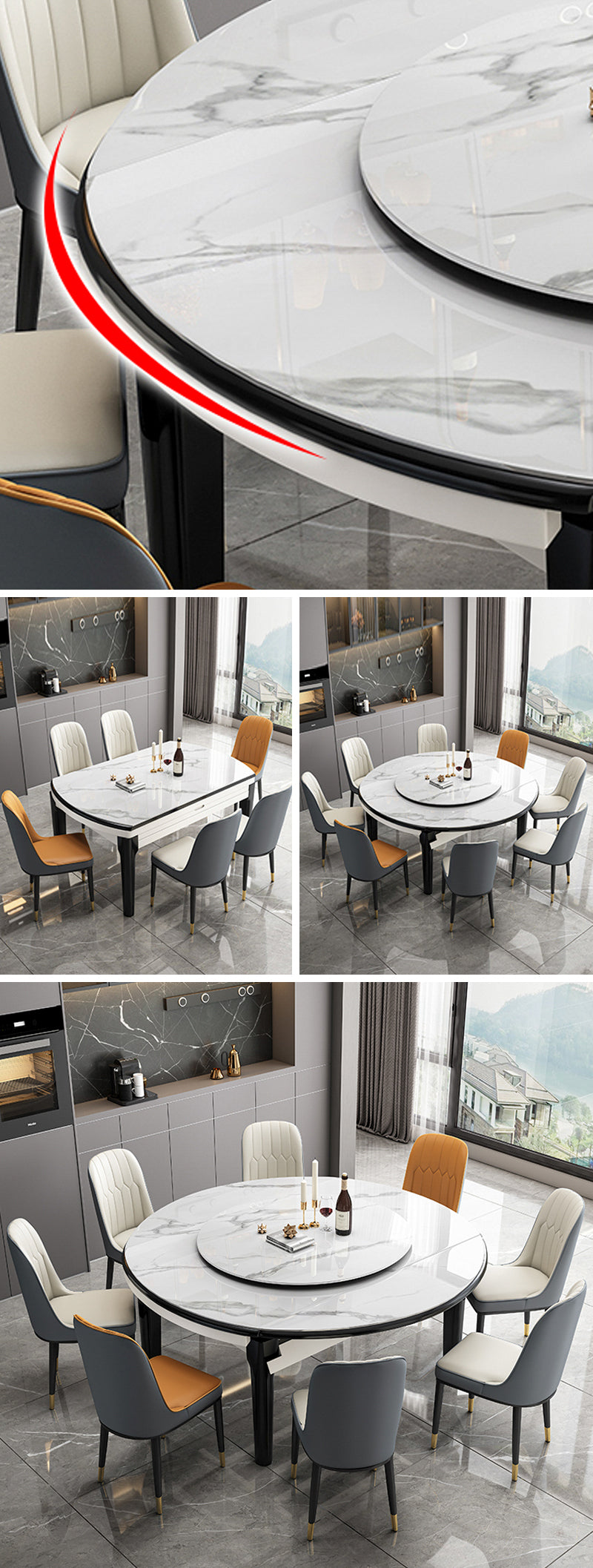 【ダイニングテーブル】 高級感 伸長式 天板厚み選べる ダイニングテーブル 椅子セット ※伸縮機能が叶え、使用シーンやお部屋のレイアウトに合わせて形を選べます。