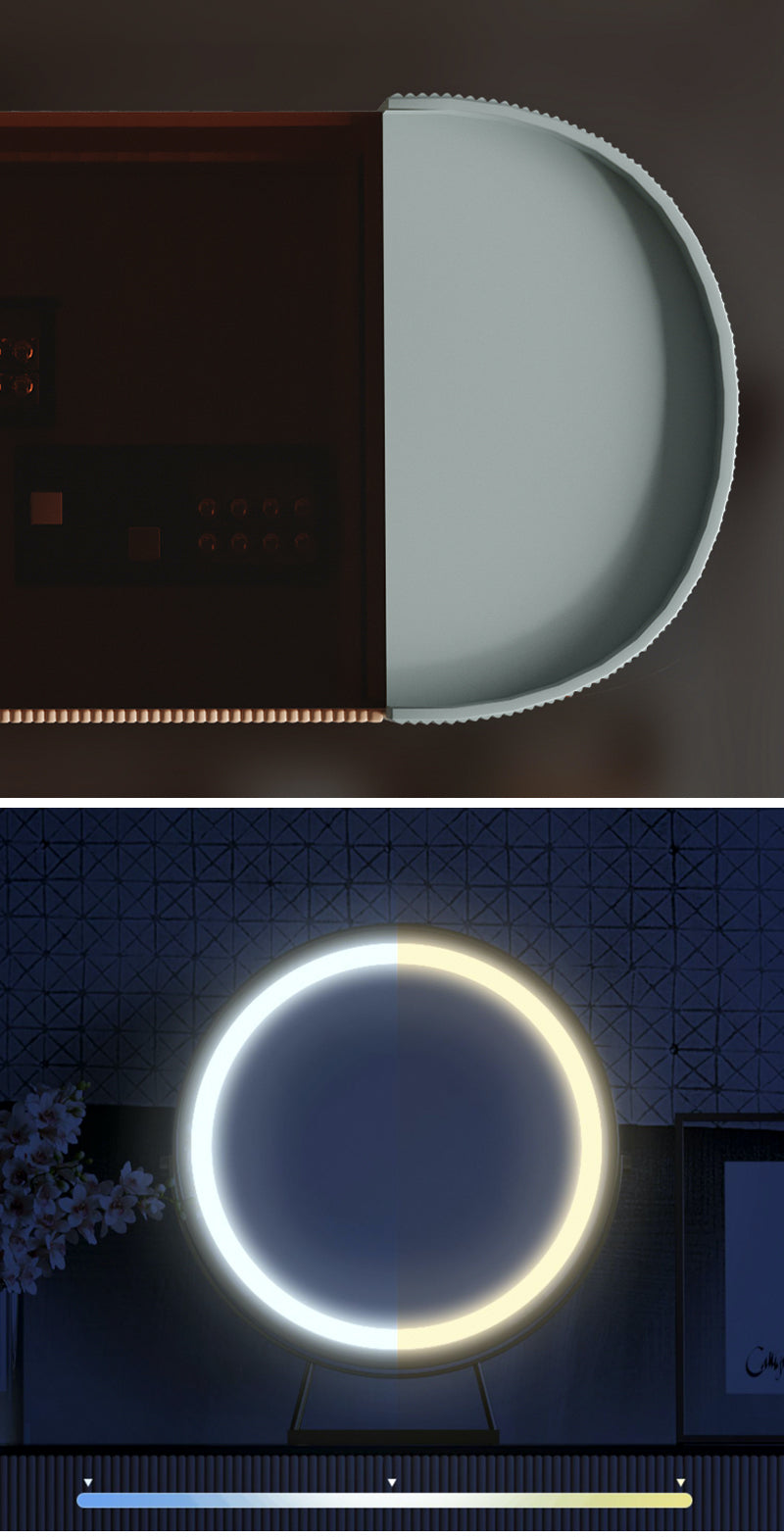 【ドレッサー】モランディ色ラグジュアリー テーブル LEDミラー ☆100日間返品交換保証制度